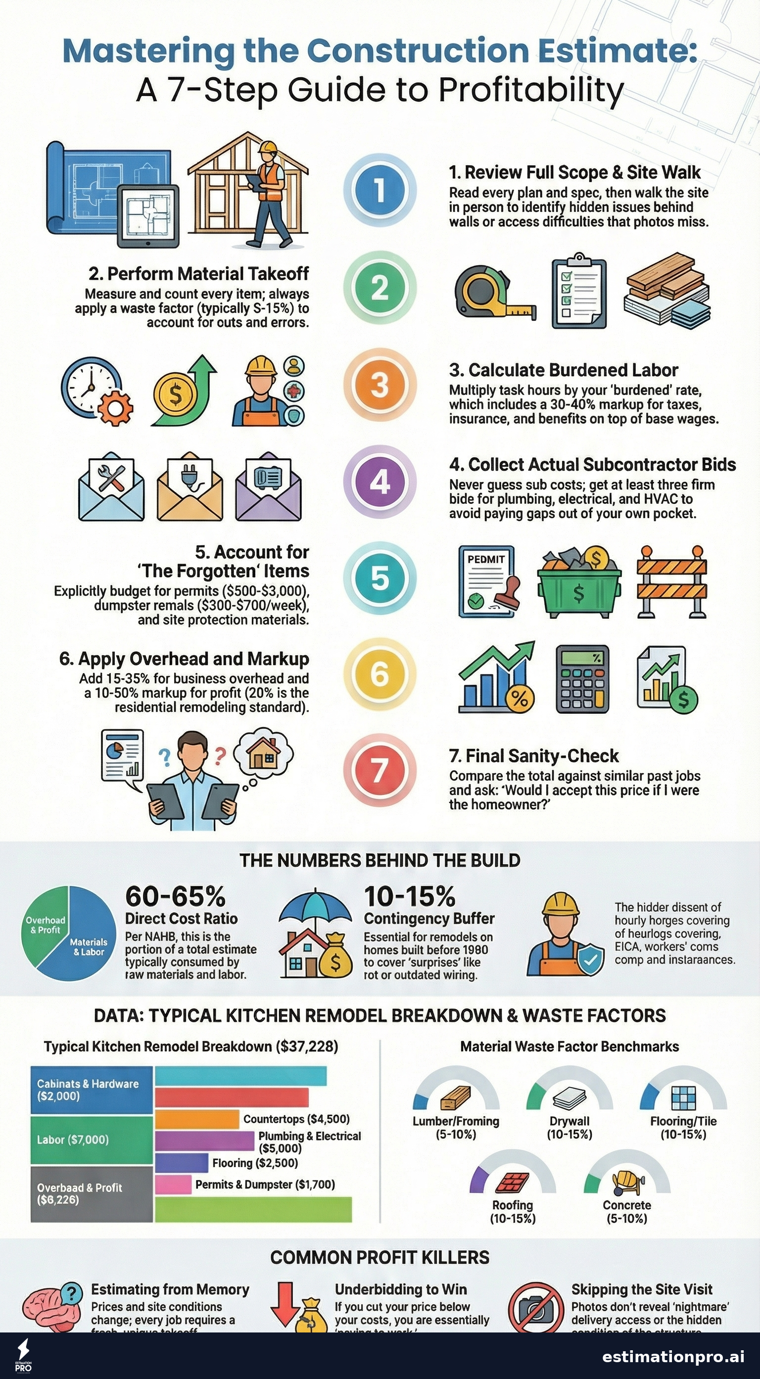 Construction estimating process infographic