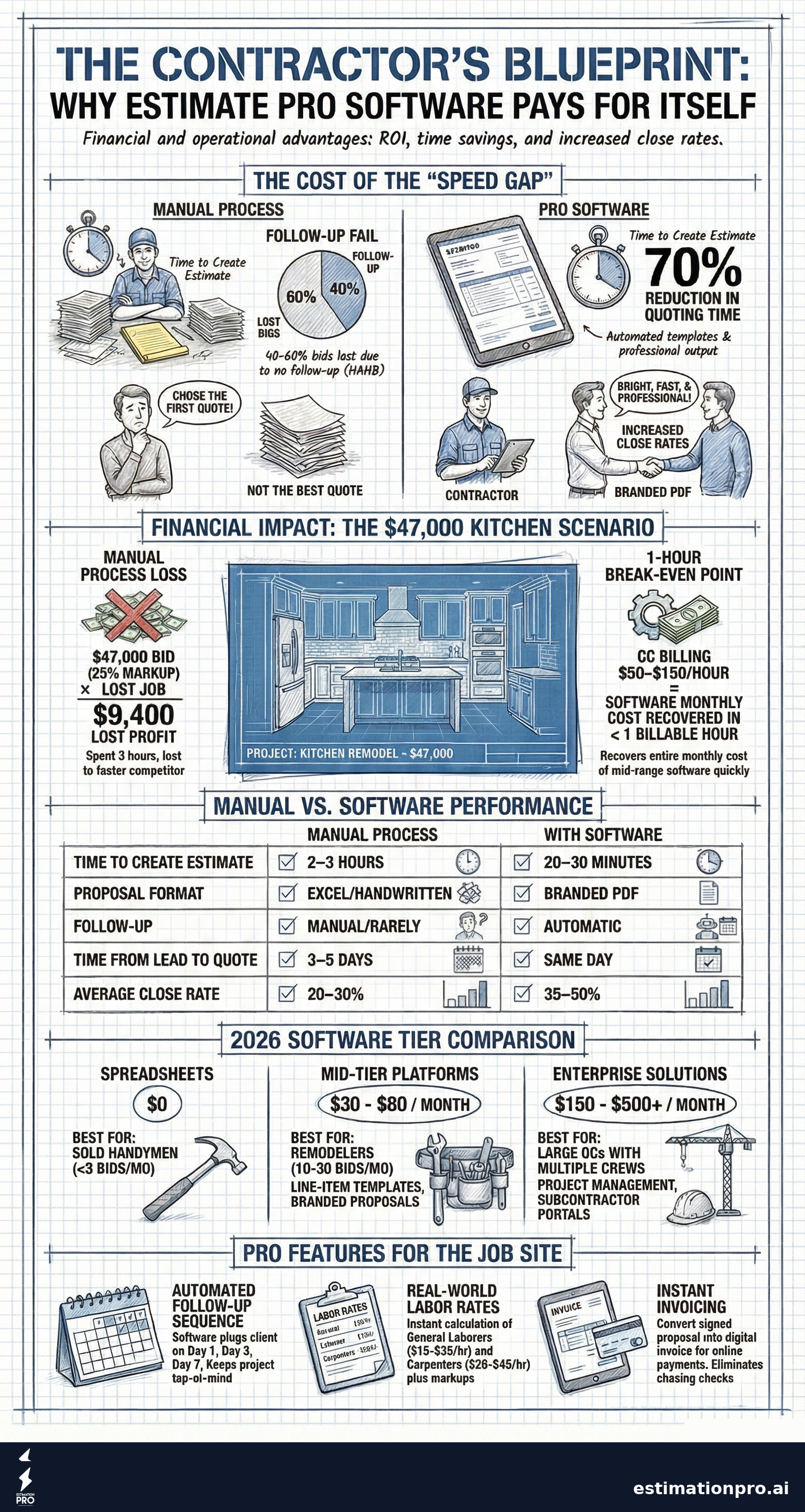 contractor estimate pro software cost breakdown infographic