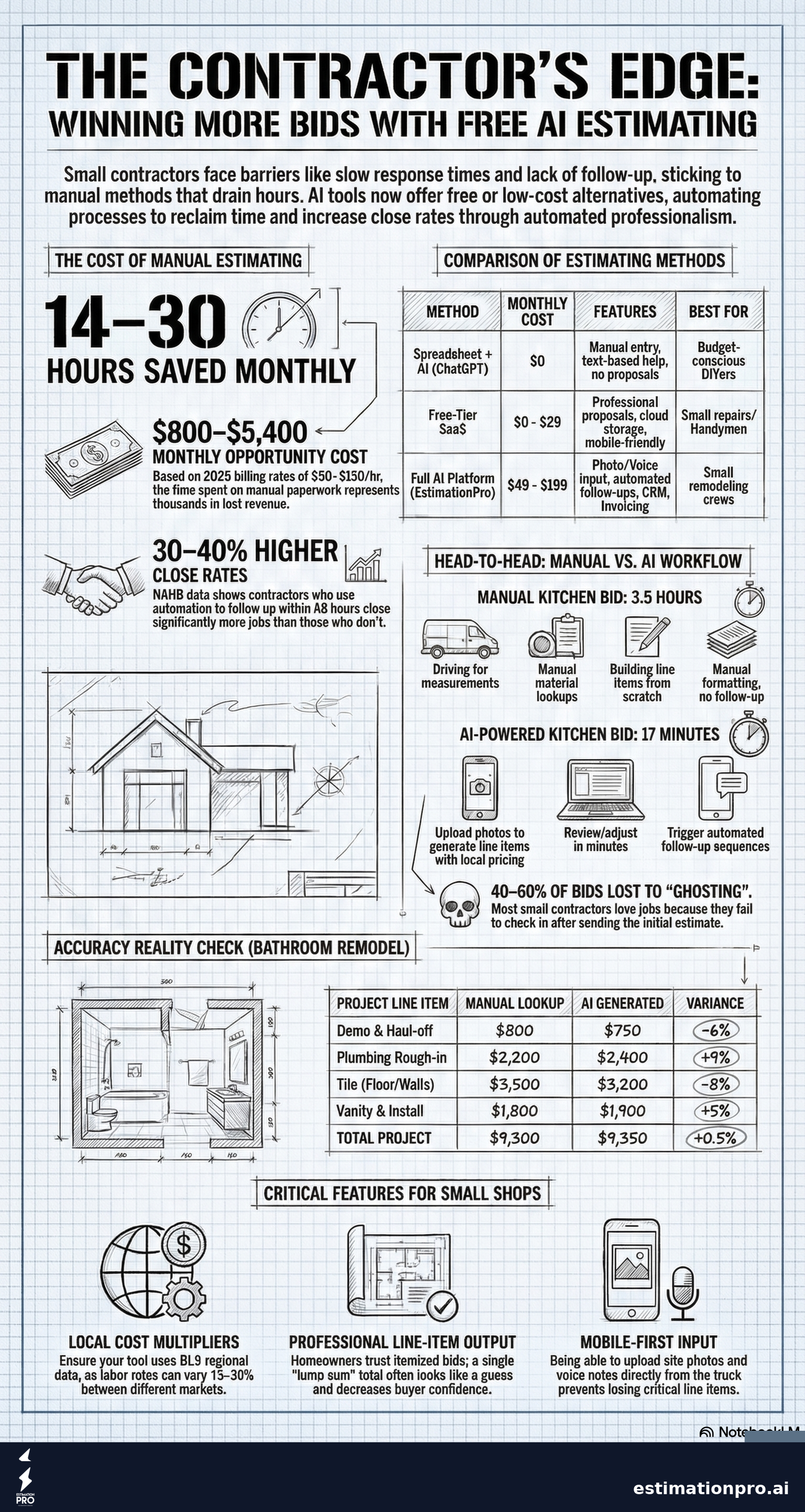 free ai estimating tools for small contractors cost breakdown infographic