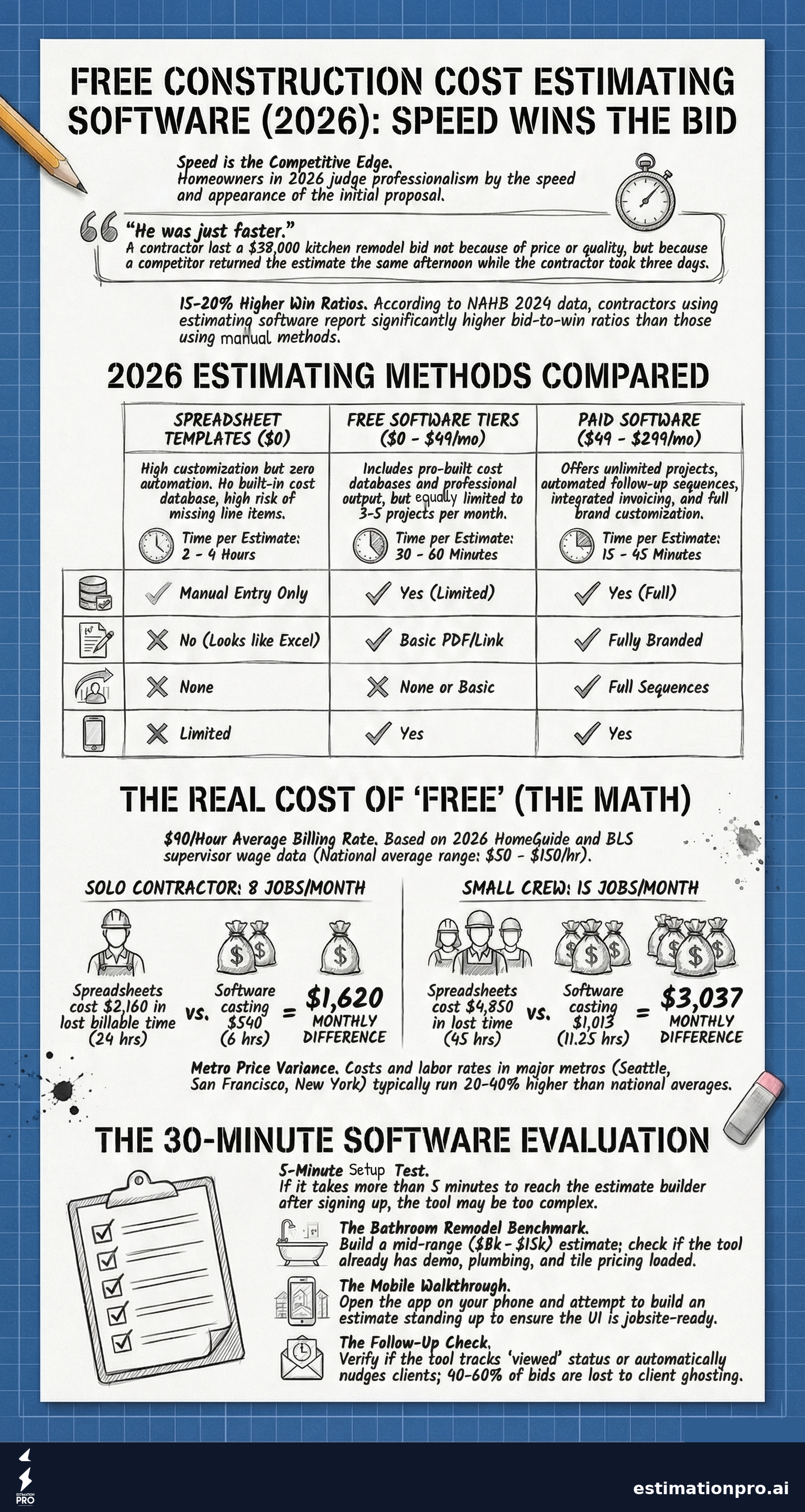 free construction cost estimating software cost breakdown infographic