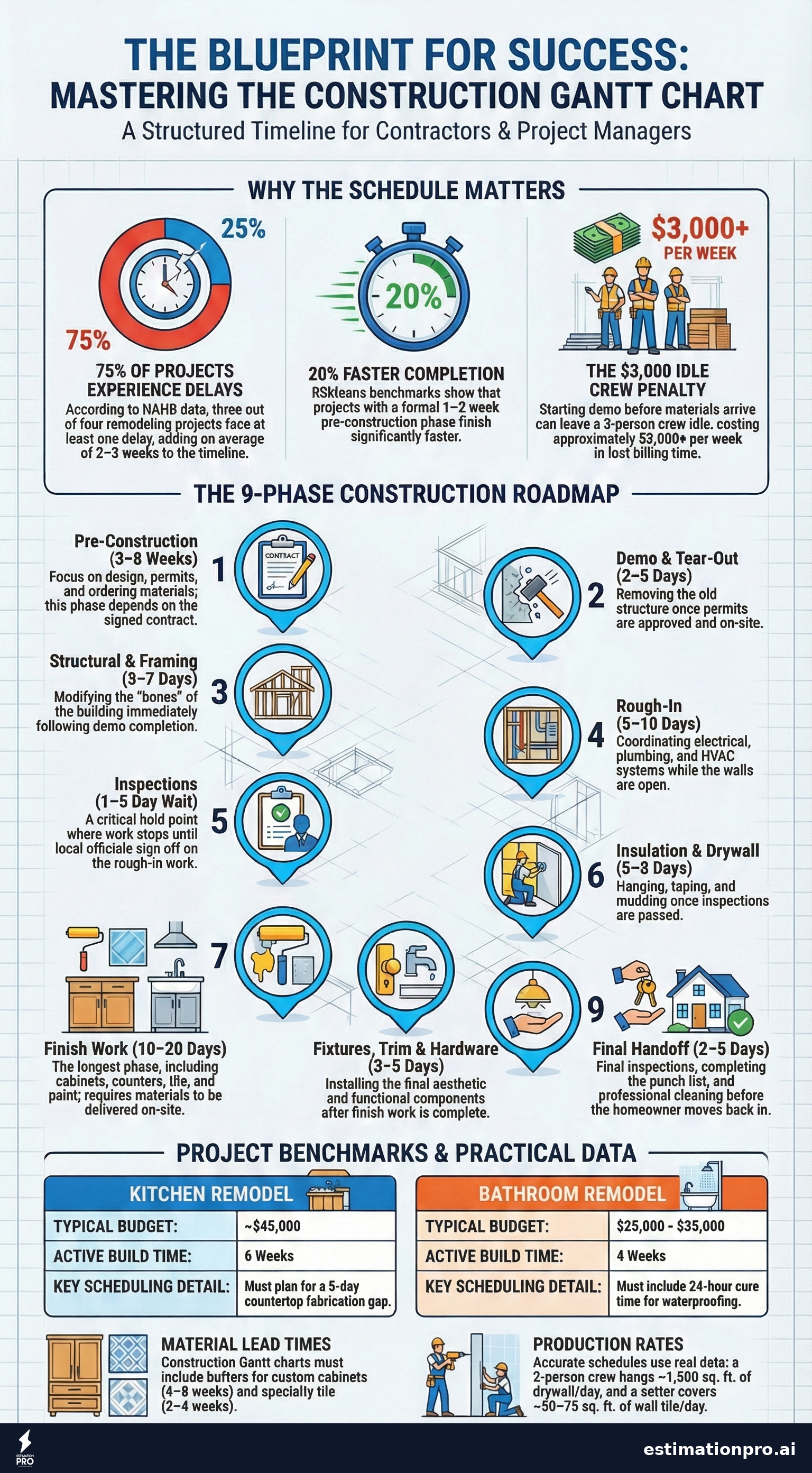 Construction gantt chart template infographic