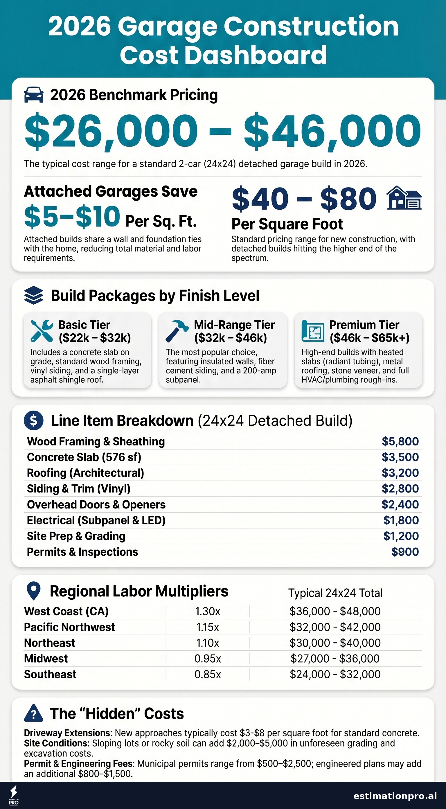 Garage price calculator cost breakdown infographic