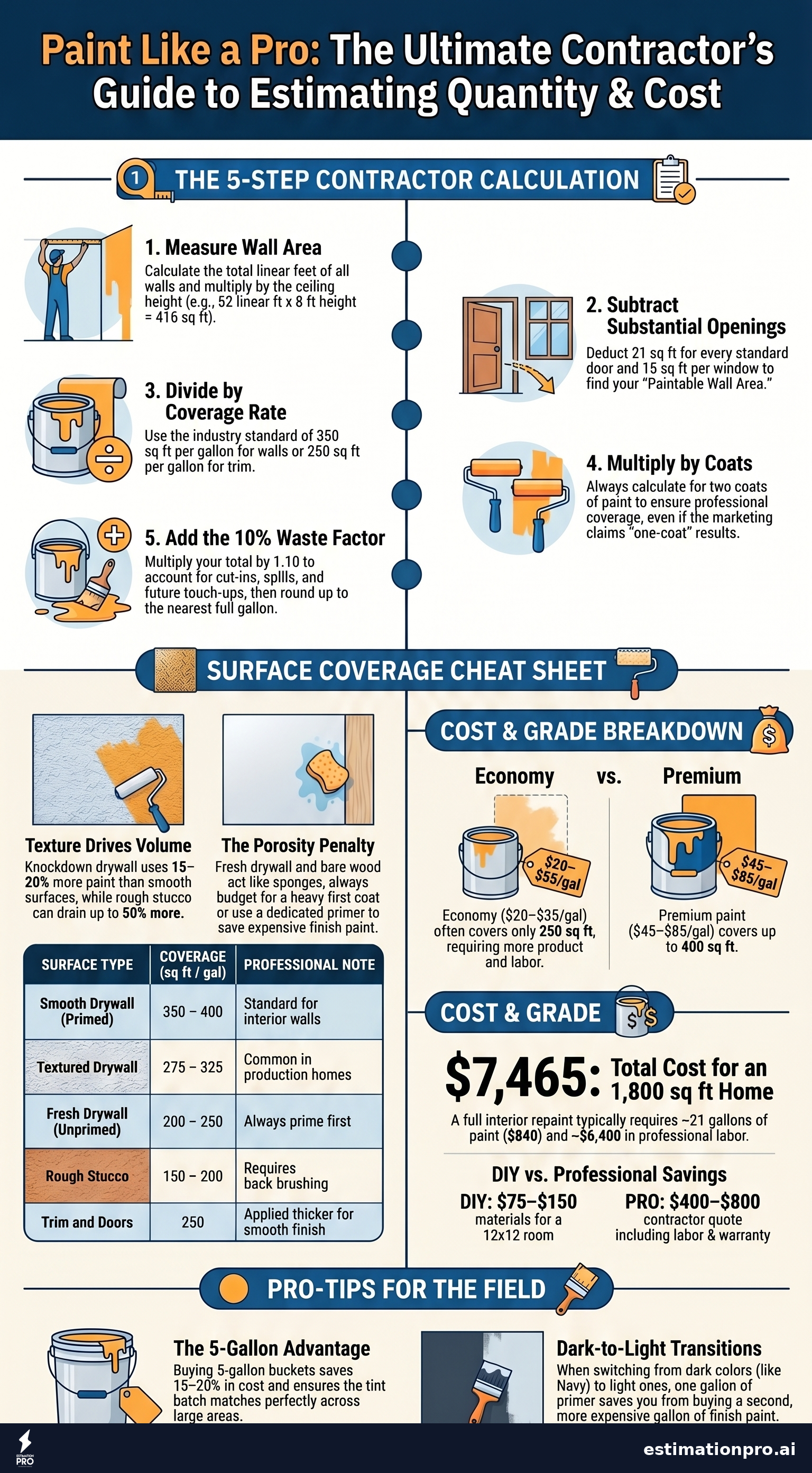 Paint coverage and estimating infographic
