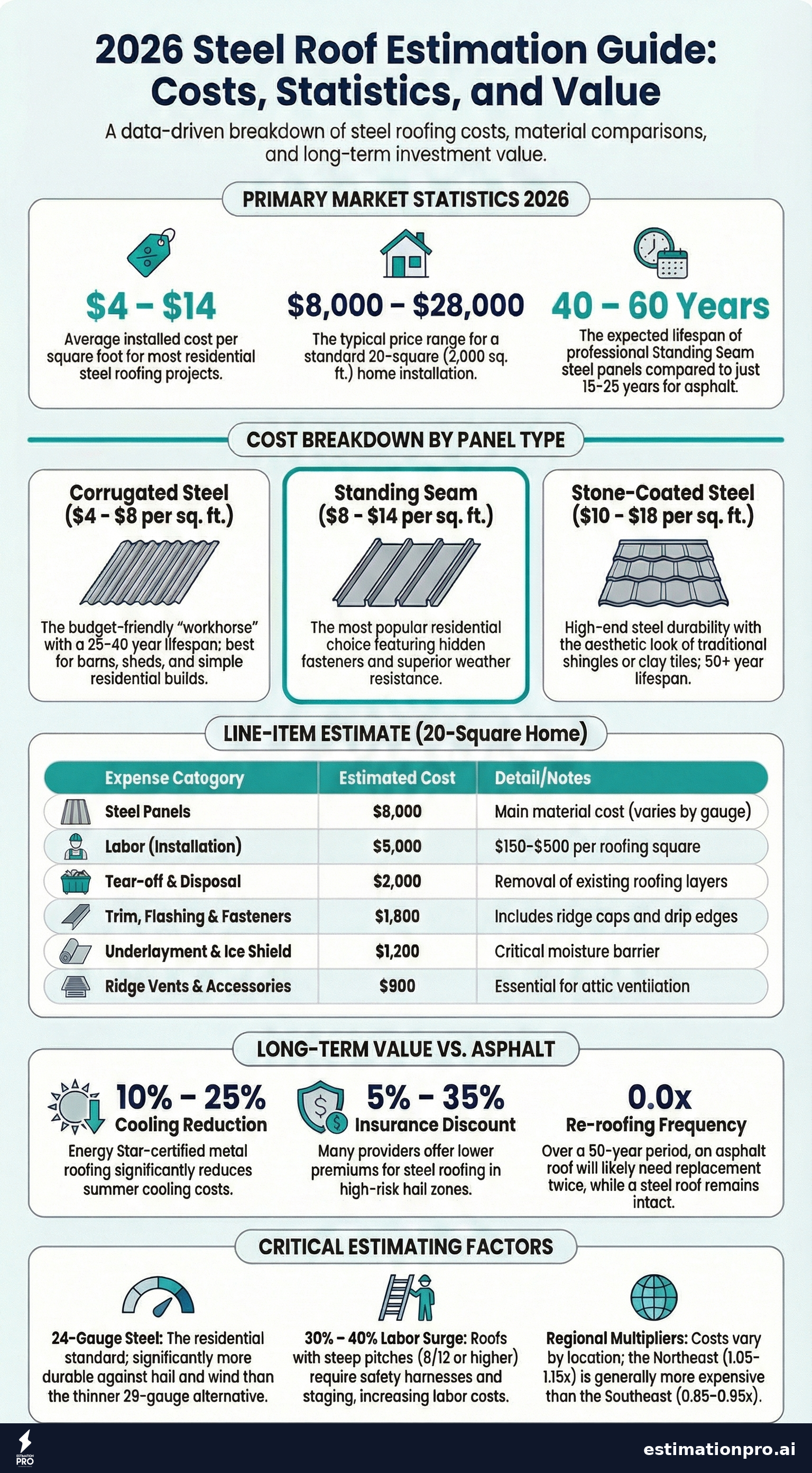 steel roof estimate cost breakdown infographic