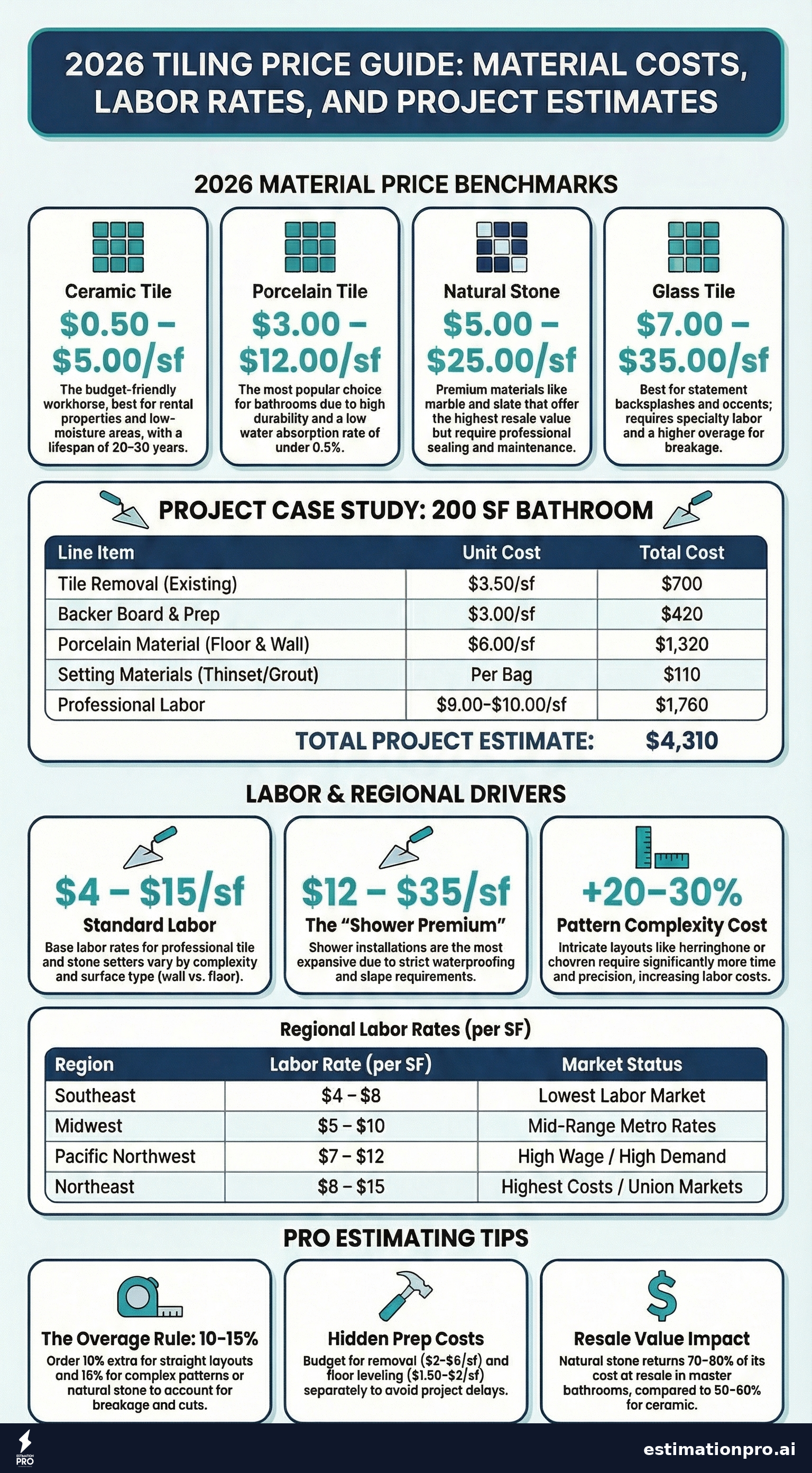 tiling price cost breakdown infographic